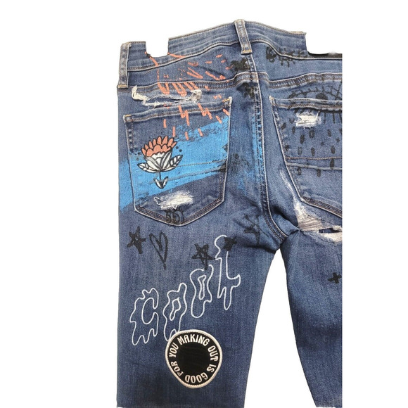 American Eagle Super Stretch Hi Rise Jegging Womens Size 2 Graffiti Destroyed - Picture 4 of 16